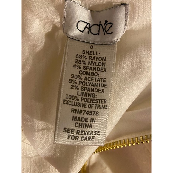 NWT Cache Mini Dress 8 Ivory Brocade Metallic Square Neck Sheath Party Cocktail - Picture 7 of 7